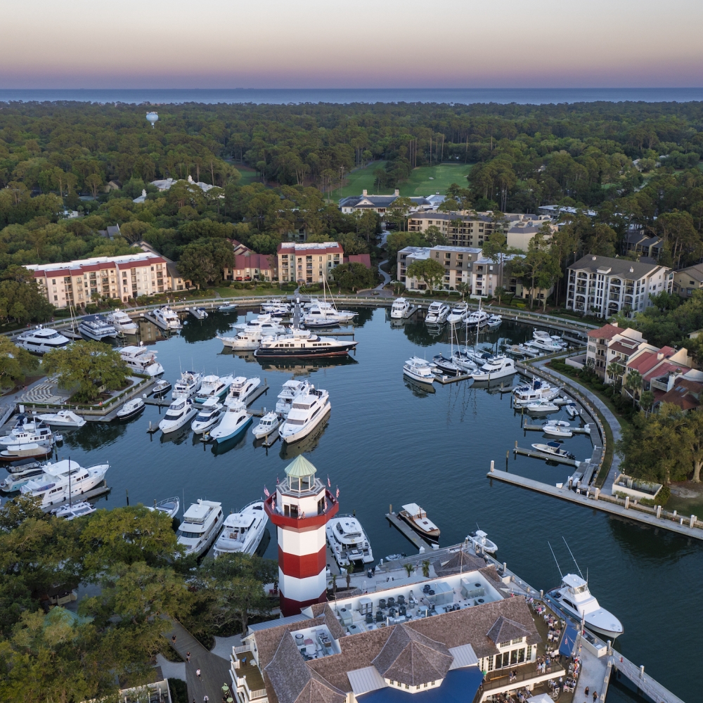 Ariel image of harbour town 